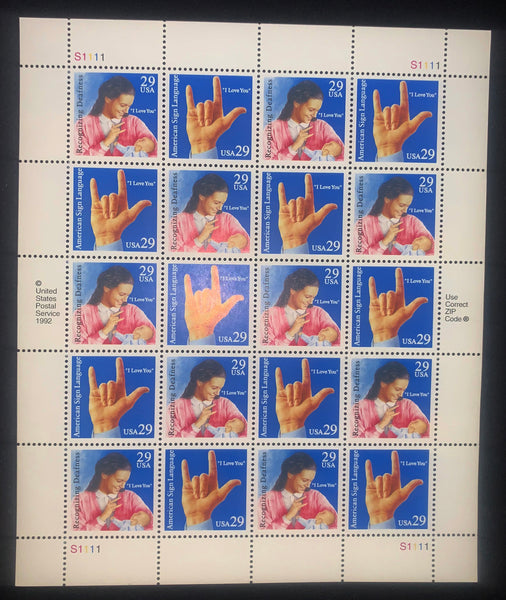 US Scott 2783-4 Sign Language Mint Sheet of 20