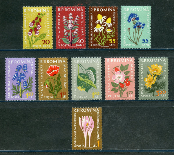 Romania Scott 1298-1307 Mint NH Set Flowers