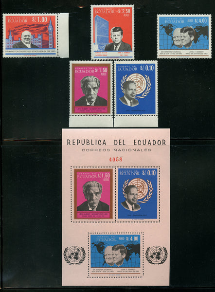 Ecuador Scott 753-753d,753e Mint NH Set and S. Sheet Kennedy