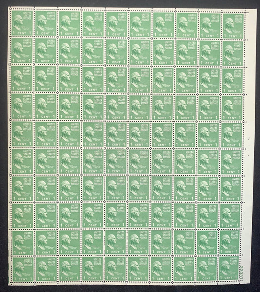 US Scott 804 Washington Prexie Mint sheet of 100