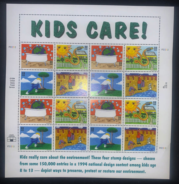 US Scott 2951-4 32c Kids Care Mint Sheet of 20