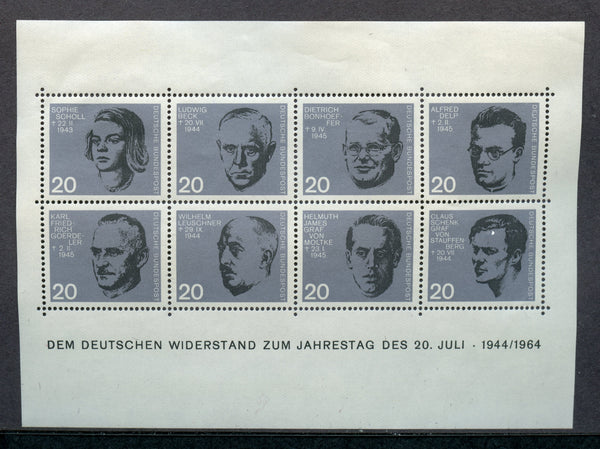 Germany Scott 883-90 WWII Nazi Resistance Souvenir sheet Mint NH