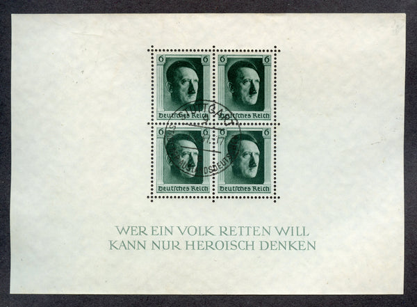 Germany B102 Hitler Souvenir Sheet Used
