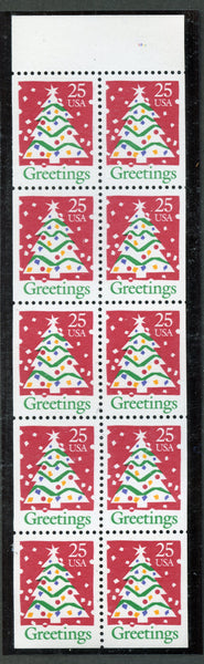 US 2516a Christmas Greetings Never Folded Pane Mint NH