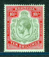 Bermuda Scott 96a SG 92C Ten Shillings Glazed Gum H