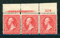 US Scott 267 Plate # 329 Strip of 3 Type III Impt.V H.