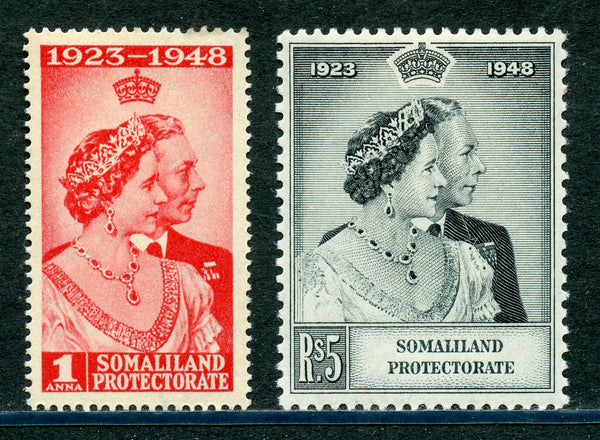 Somaliland Scott 110-11 SG 119-20 GVI Silver Wedding Mint NH