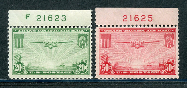 US C21-22 Trans Continental 21625 and F21623 Plate No. Singles Mint NH