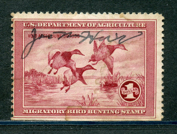 US RW2 Duck Stamp Used Straight Edge