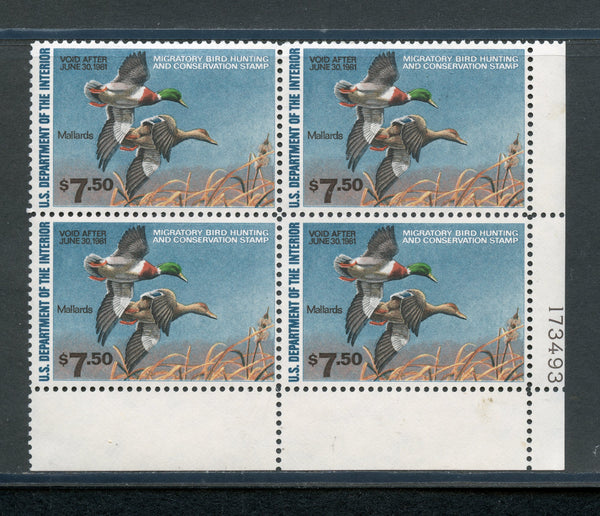 US RW47 Duck stamp Pl. Blk.4 VF OG Mint NH