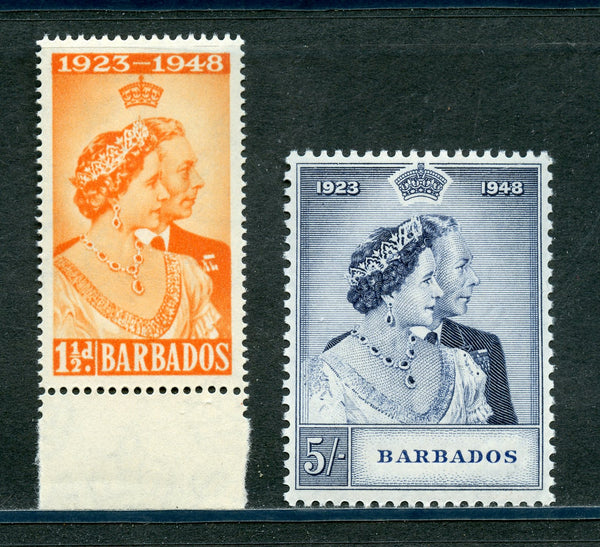 Barbados Scott 210-211,SG 265-266 KGVI 1948 Silver Wedding VF Mint NH