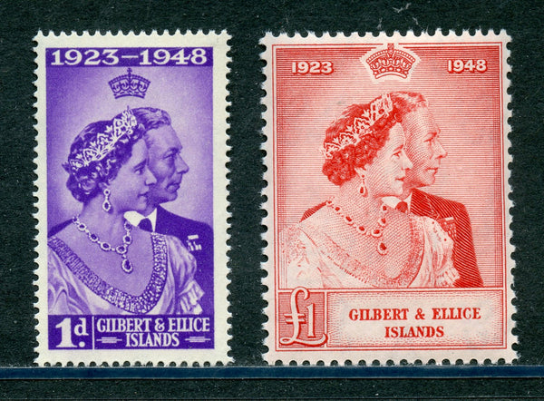 Gilbert & Ellis Sc.54-55 SG57-58 KGVI 1948 Silver Wedding Mint NH