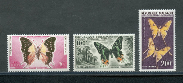 Malagasy Scott C63-65 Butterflies VF Mint NH