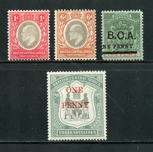 British Central Africa Scott 20, 57, 70, 73 Mint LH