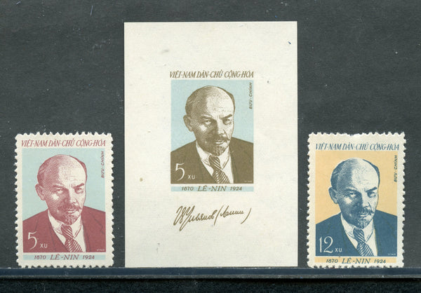 North Vietnam 121-22a Lenin Set and S. Sheet  Mint  No Gum As Issued