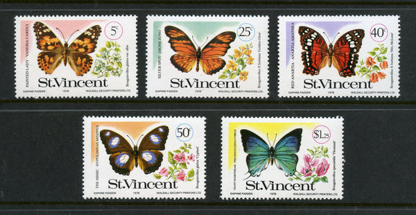 St. Vincent Scott 523-27 Butterflies Mint NH Set