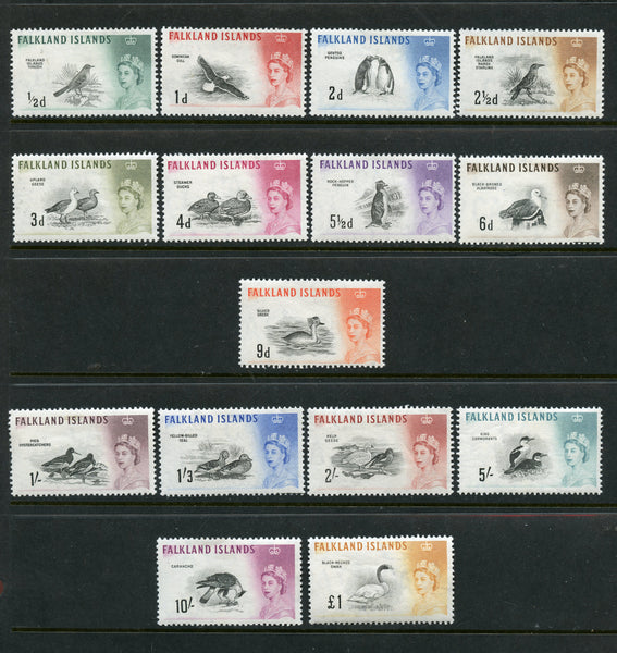 Falkland Isl. Scott 128-42,SG 193-207 Complete Set Mint