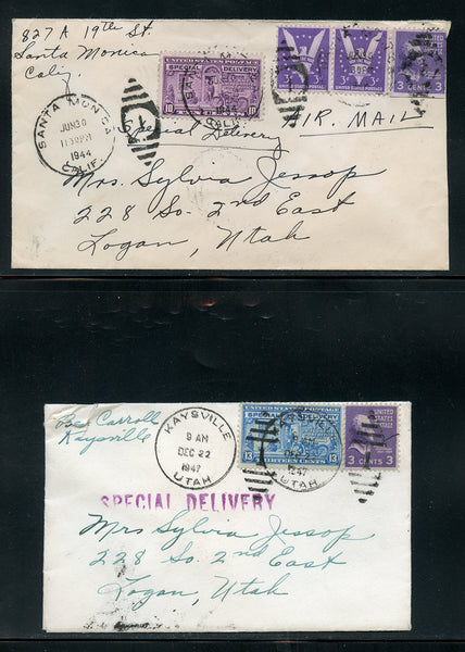 US Two Special Delivery Covers Circa 1940's