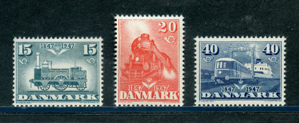 Denmark Scott 301-3 Trains Mint NH Set