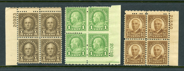 US Scott 632,653,684 Plate blocks Mint NH