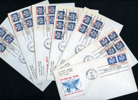 US 7 Cacheted Official FDCs in Plate blocks