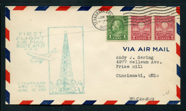US 1931 First Flight Air Mail Route AM 20