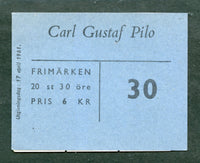 Sweden Scott 596a, Facit H140 Carl Gustaf Pilo Unexploded Booklet