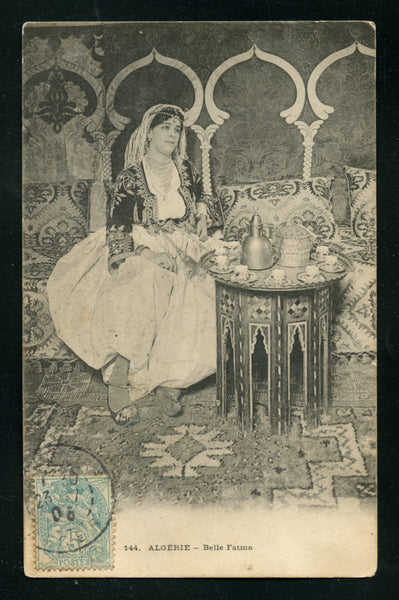 Algeria Algier Vintage Postcard PC Post Card Belle Fatima Beauty Having Tea Costumes