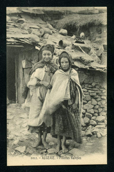 Algeria Algier Vintage Postcard PC Post Card 2 Young Kabyle Girls Costume