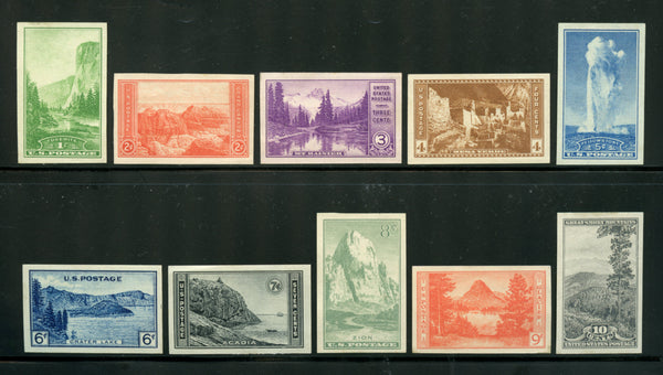 US Scott 756-765 National Parks IMPERF No Gum as Issued